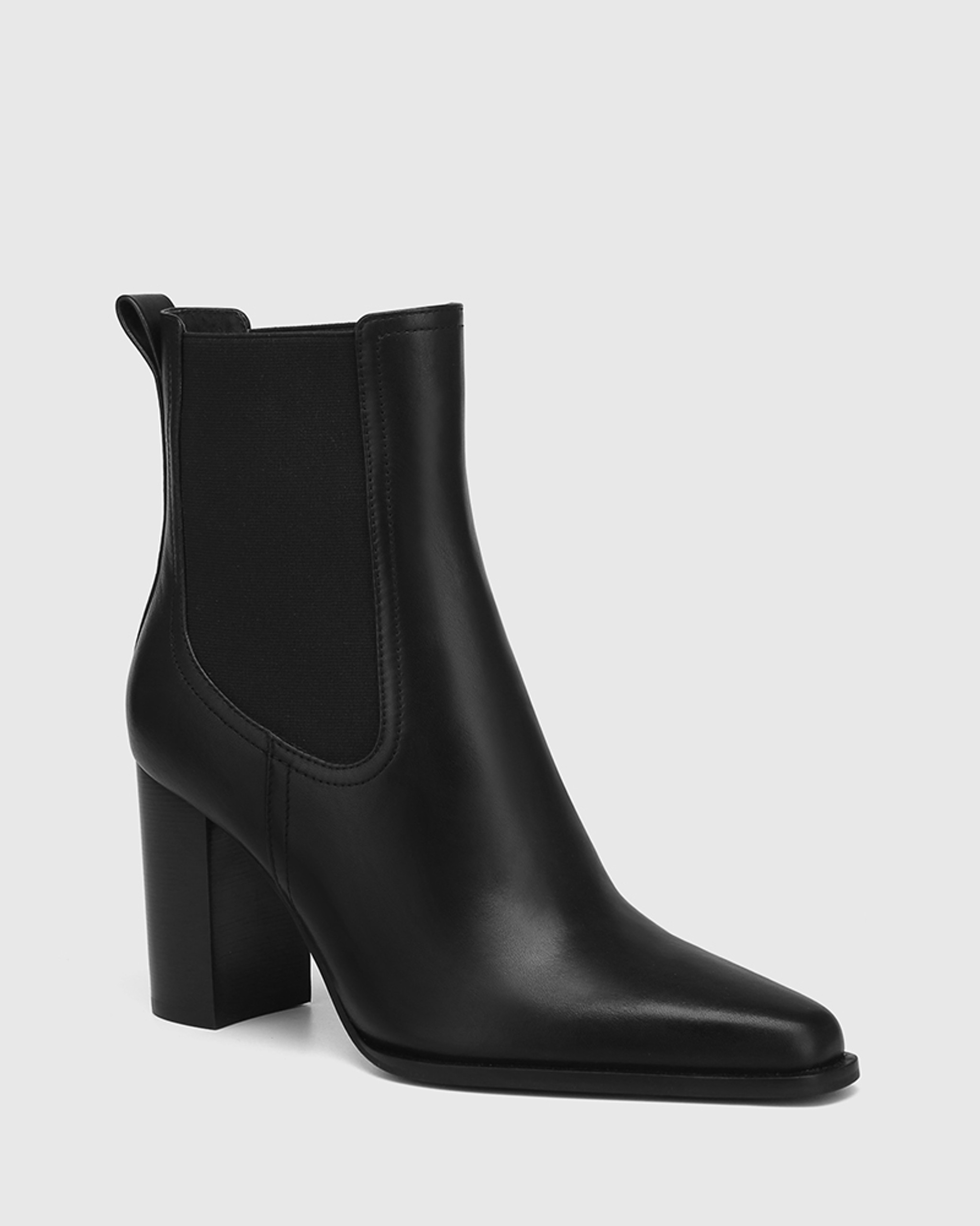 Black block shop heel shoe boots