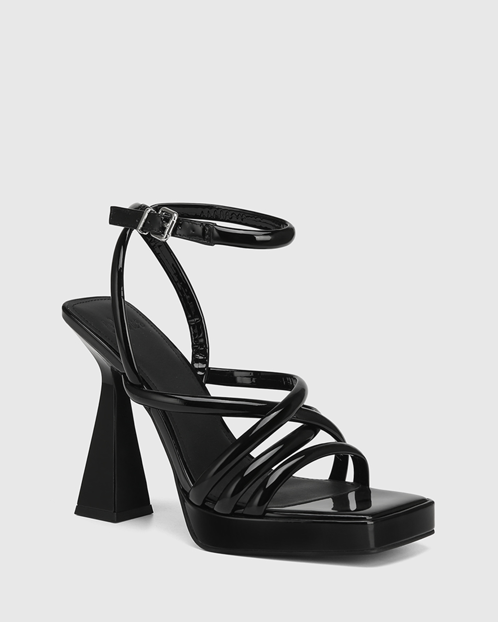 nymph faux leather low block heel sandals | Heels, Black block heel sandals,  Block heels