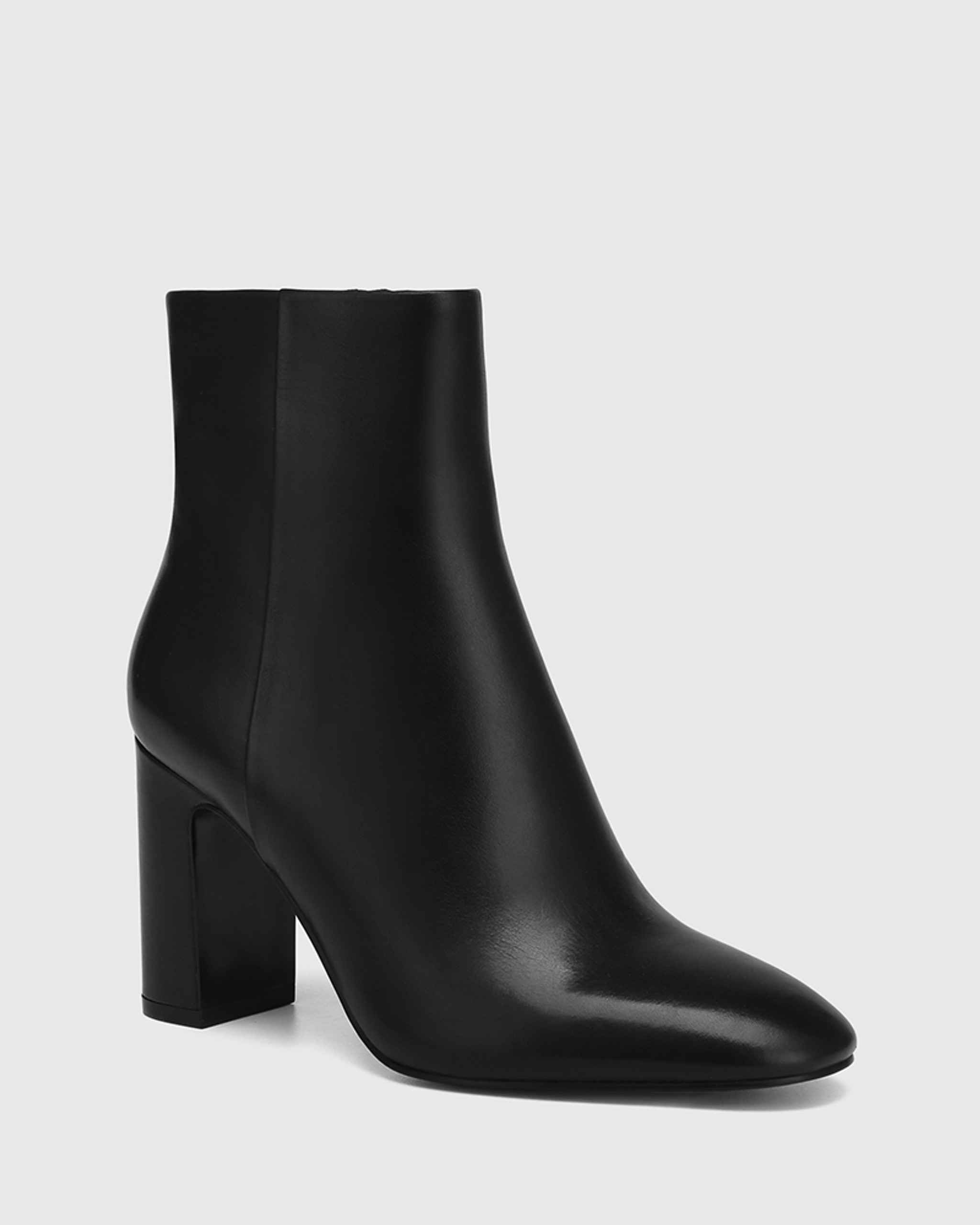 Ginna Black Pu Block Heel Ankle Boots