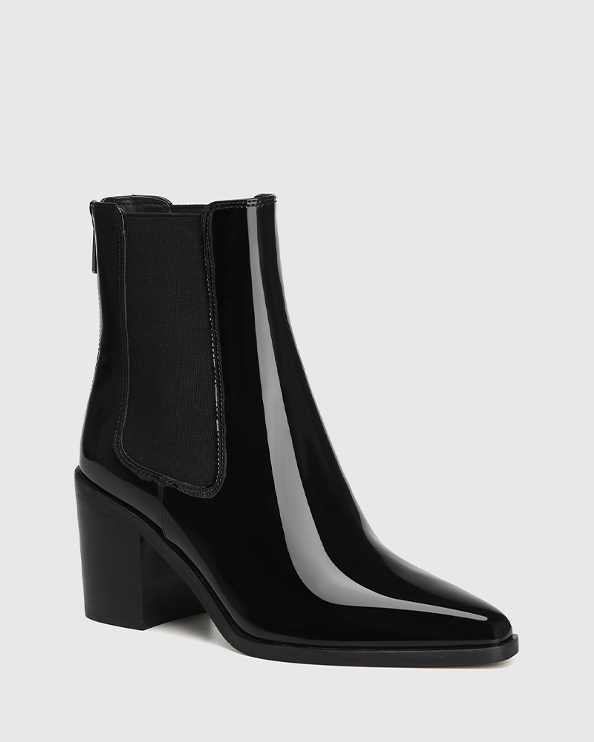 Faux patent deals leather ankle boots