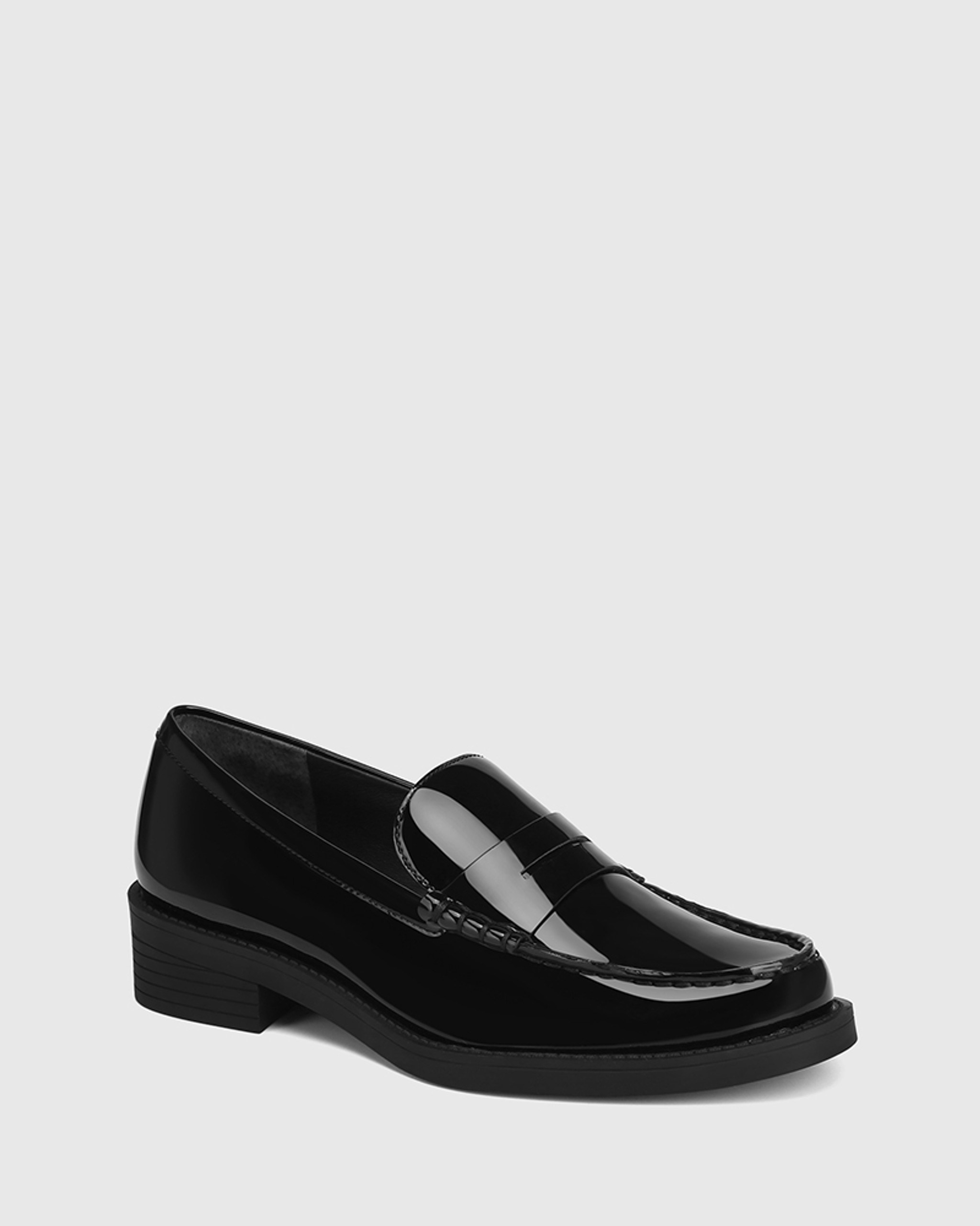 Full patent store black loafers