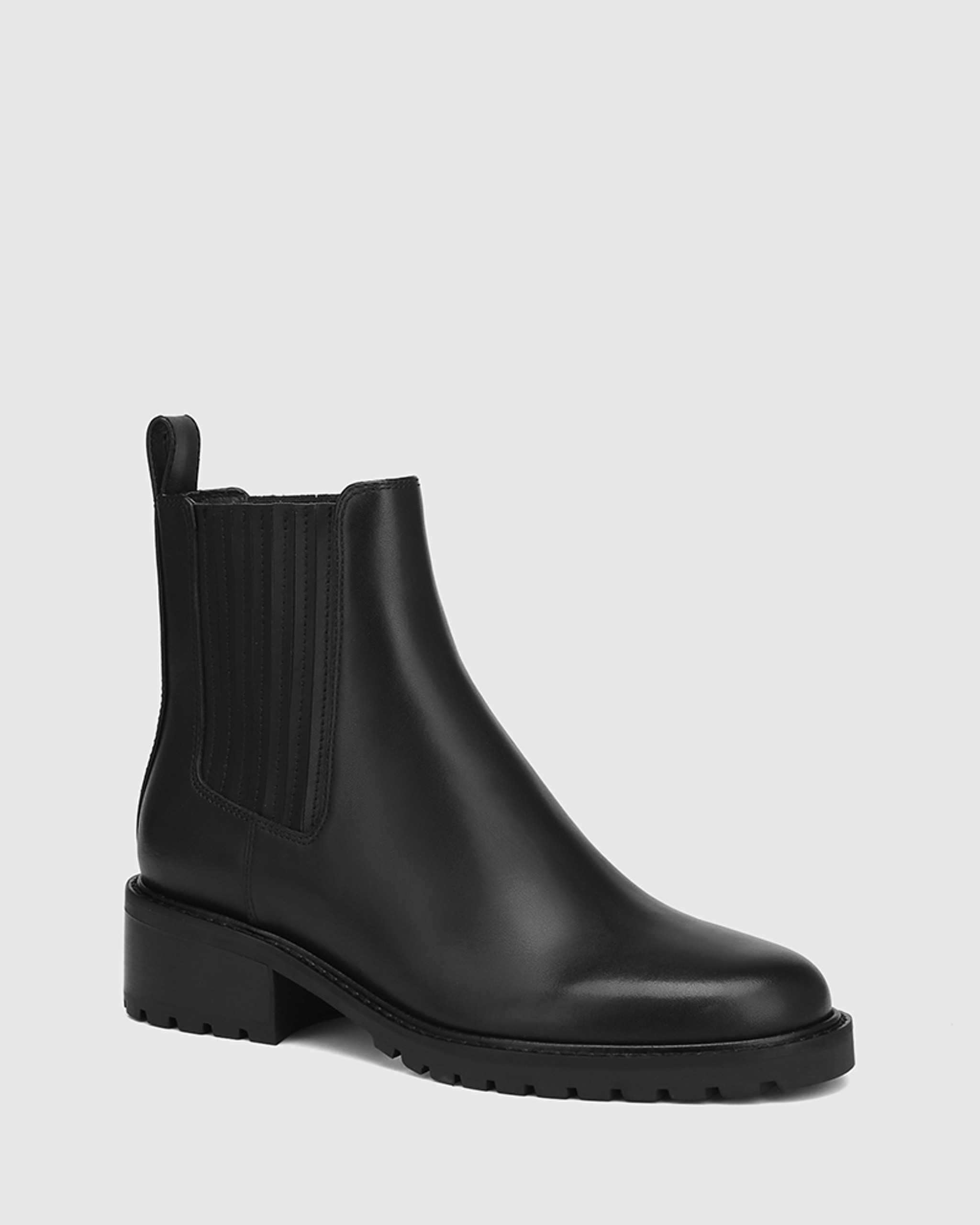 Black leather flat chelsea sales boots womens