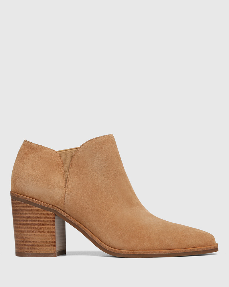 Presli Camel Suede Leather Low Cut Ankle Boot