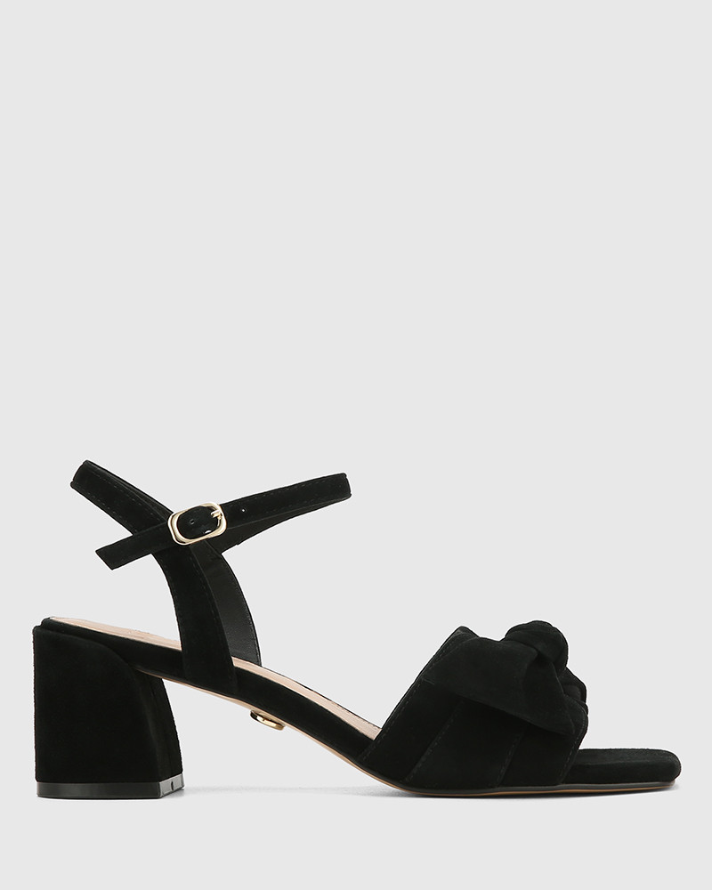 Kass Black Suede Leather Block Heel - Main Image