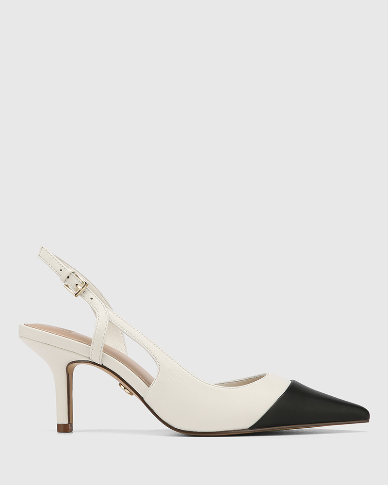 Lane White Leather Stiletto Heel Slingback - Main Image
