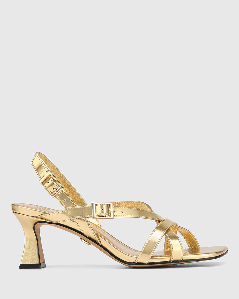 Kirby Gold Metallic Leather Strappy Heel