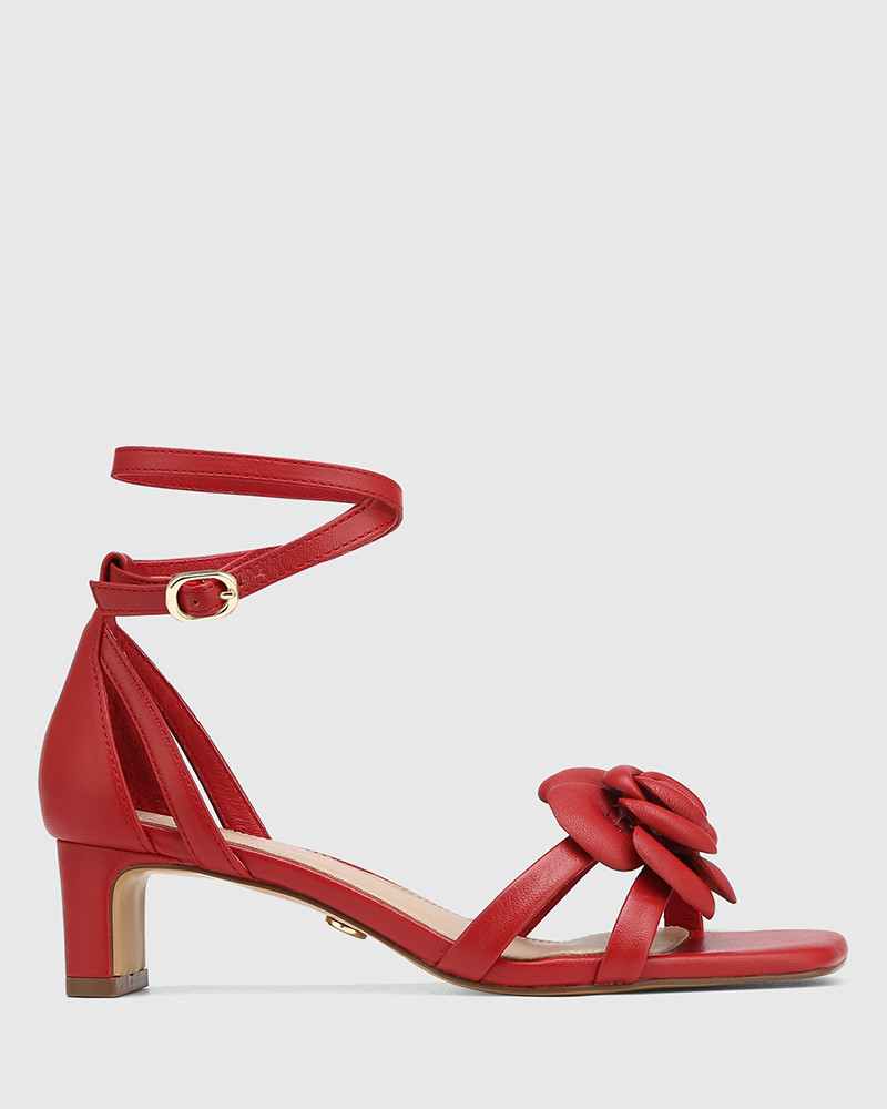 Floris Rouge Red Leather Kitten Heel
