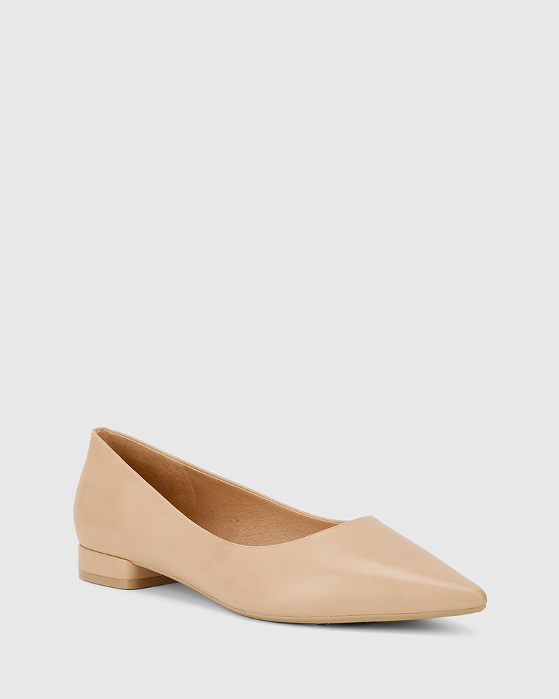 nude patent leather ballet flats