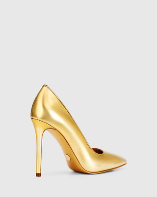 Violeta Gold Mirror Patent Leather Stiletto Heel Pump