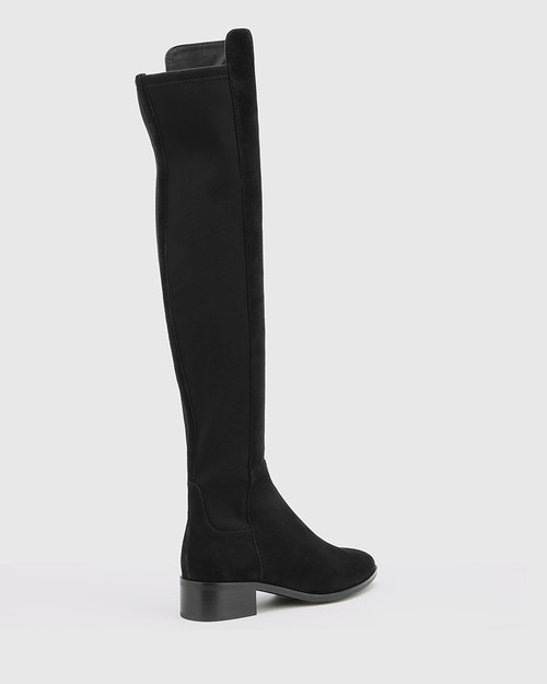 knee suede boots black