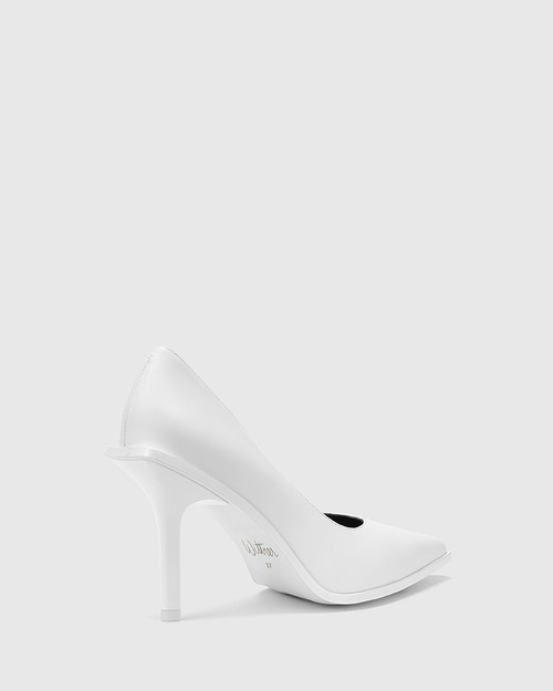 pointed white heels