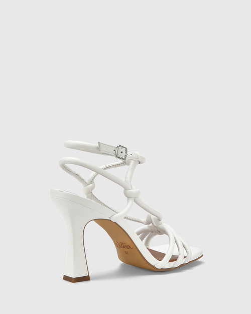 Roxanne White Leather Flared Heel 