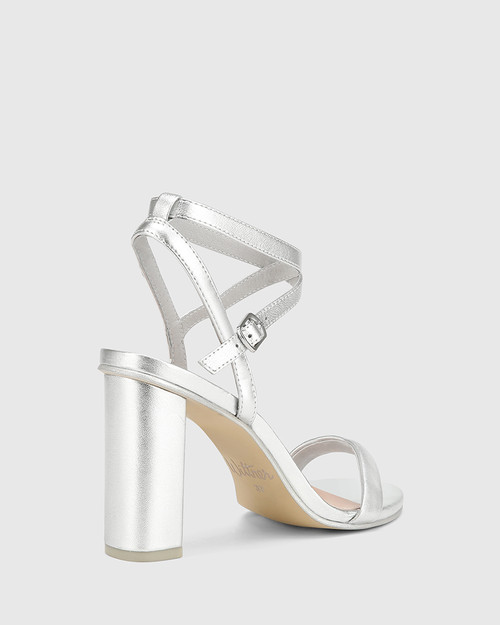 silver block heels for wedding