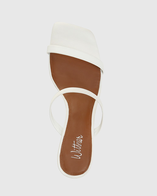 Kourtney White Leather Block Heel Sandal . & Wittner & Wittner Shoes