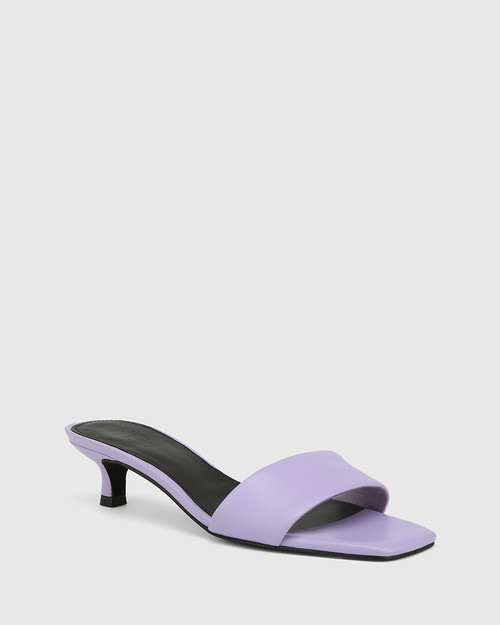 Jamila Lavender Leather Kitten Heel Sandal. & Wittner & Wittner Shoes