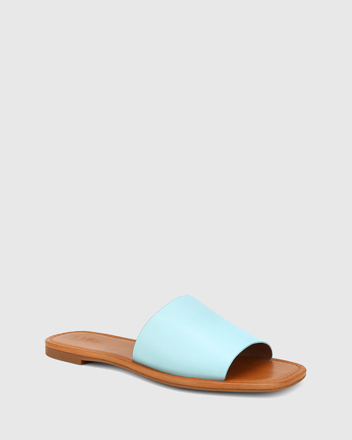 Barron Baby Blue Leather Flat Slide. & Wittner & Wittner Shoes