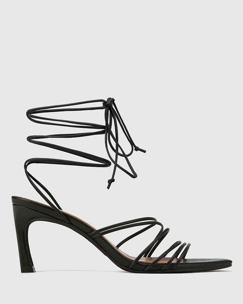 Raelynn Black Leather Strappy Sandal. & Wittner & Wittner Shoes