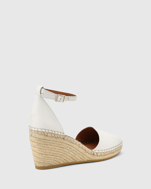 Zaylee White Leather Wedge Heel Espadrille Sandal  & Wittner & Wittner Shoes