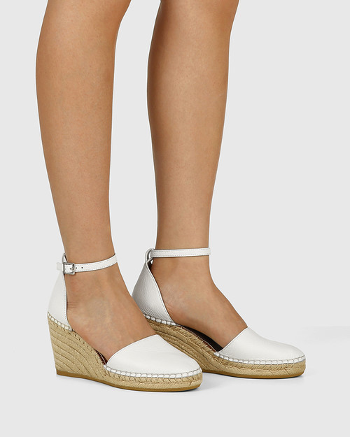 Zaylee White Leather Wedge Heel Espadrille Sandal  & Wittner & Wittner Shoes