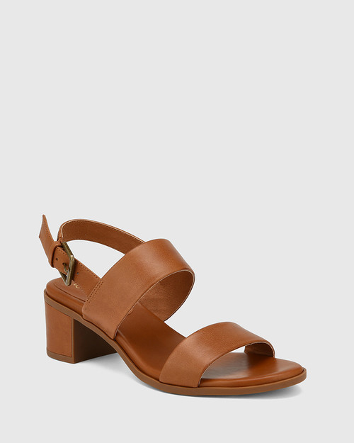 Karlie Cognac Leather Block Heel Sandal. & Wittner & Wittner Shoes