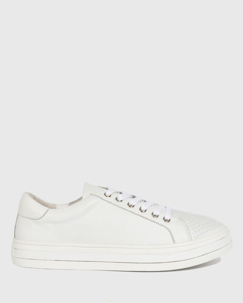 white lace up flatforms