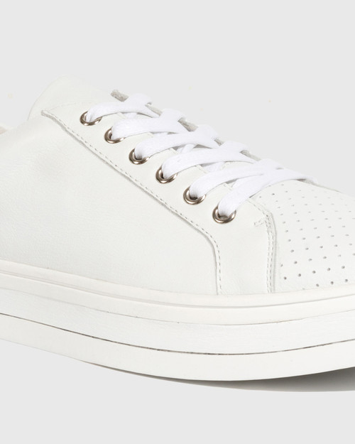 Bristol White Leather Lace Up Flatform Sneaker & Wittner & Wittner Shoes