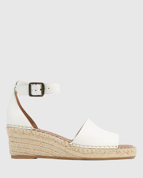 Krysta White Leather Espadrille Wedge Sandal. & Wittner & Wittner Shoes