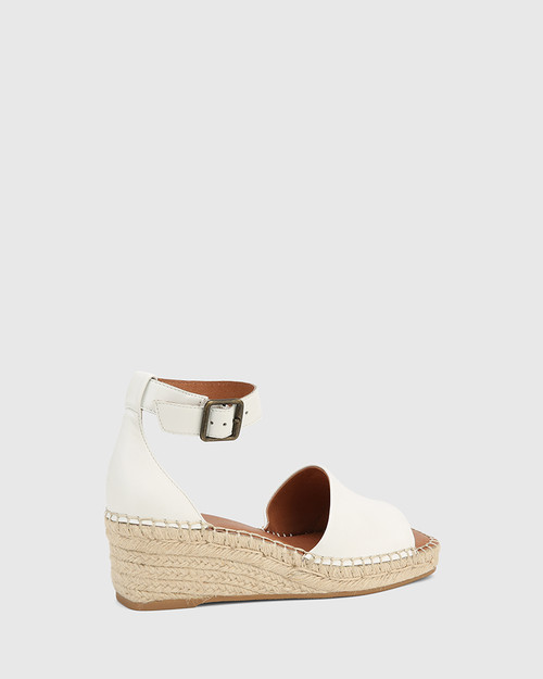 Krysta White Leather Espadrille Wedge Sandal