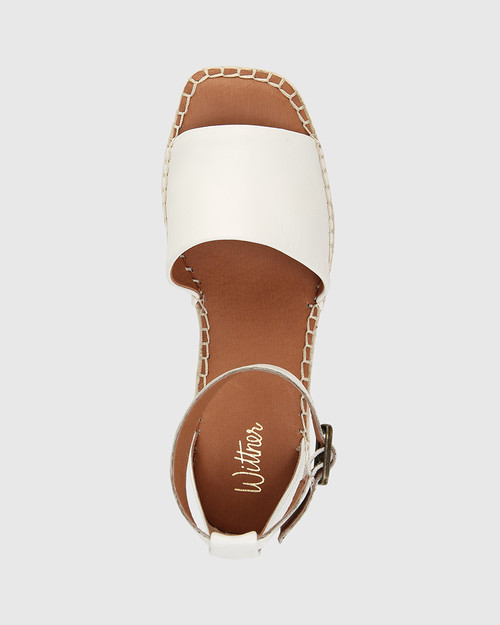 Krysta White Leather Espadrille Wedge Sandal