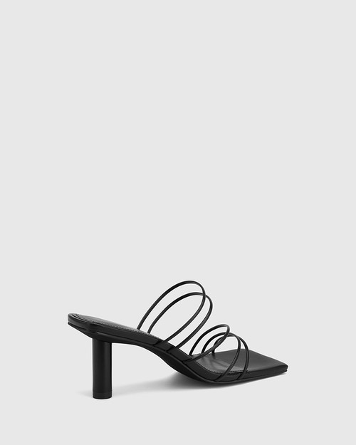 Klaire Black Leather Strappy Square Toe Sandal. & Wittner & Wittner Shoes