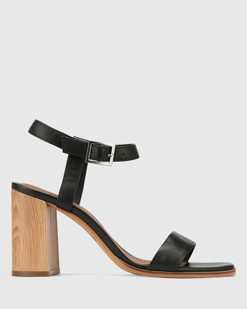Pauline Black Leather Block Heel Sandal & Wittner & Wittner Shoes