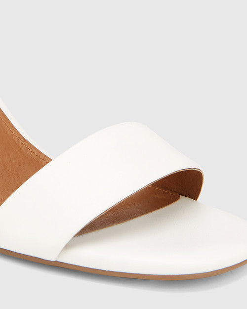 white leather ankle strap sandals