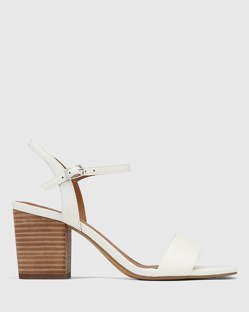 white leather ankle strap sandals