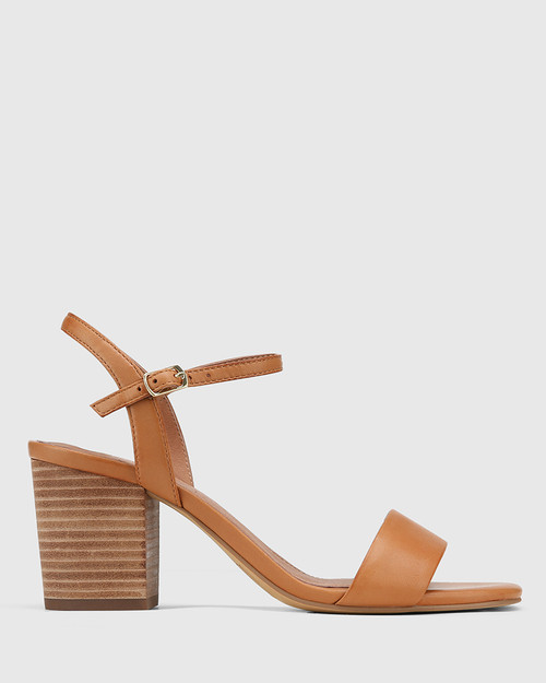 brown leather high heel sandals