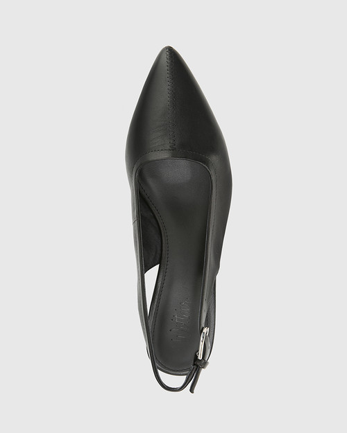 black pointed slingback heels