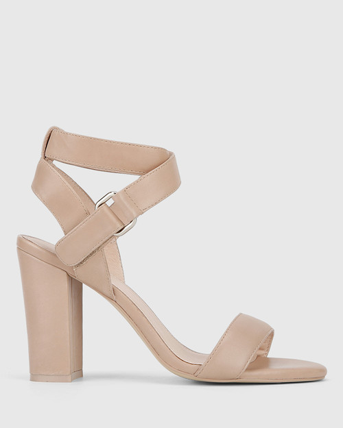 Ralexx Nude Leather Block Heel Sandal