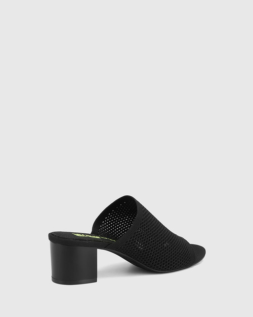 Ismene Black Recycled Knit Block Heel Sandal & Wittner & Wittner Shoes