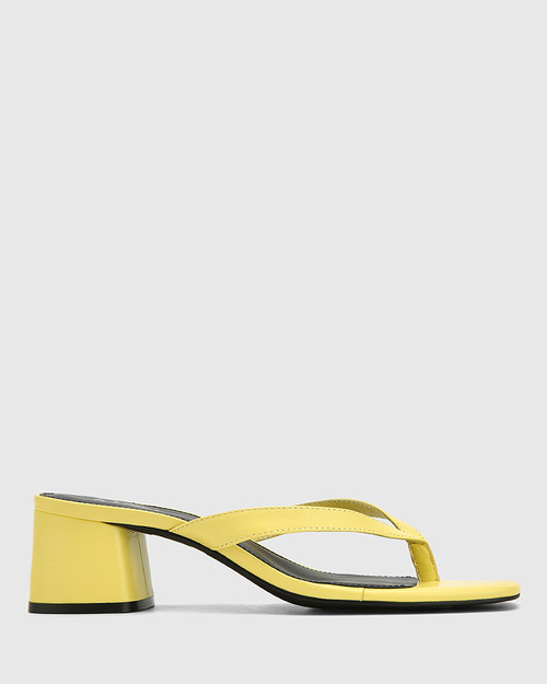 Dex Sunshine Yellow Leather Block Heel Thong Sandal. & Wittner & Wittner Shoes