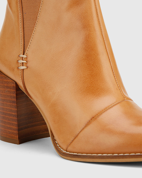 chestnut leather booties