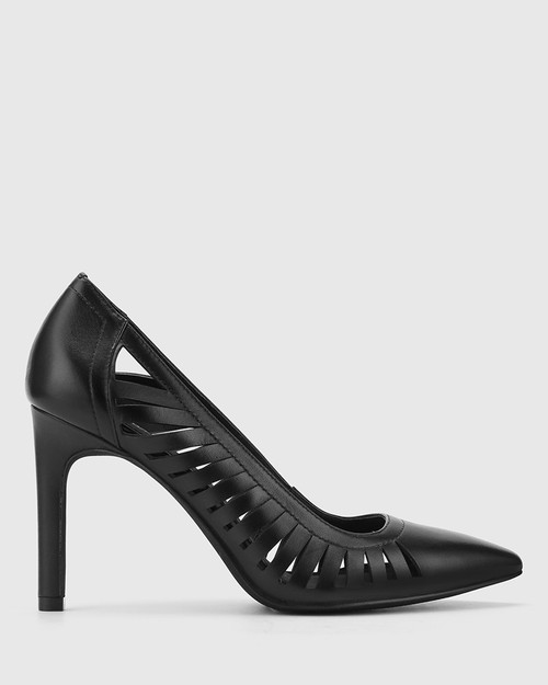 Heily Black Leather Pointed Toe Stiletto Heel. & Wittner & Wittner Shoes