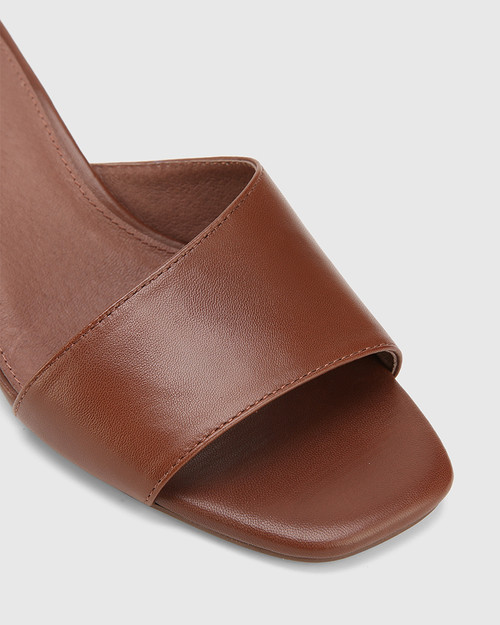 Delaney Cedar Leather Wedge Heel Slide. & Wittner & Wittner Shoes