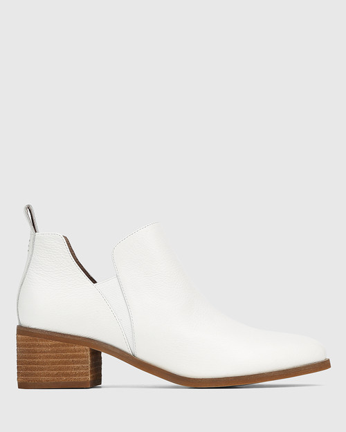 Ita White Leather Block Heel Gusset Ankle Boot & Wittner & Wittner Shoes