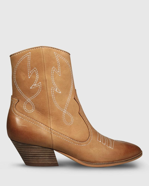 Keith Tan Leather Embroidered Western Style Ankle Boot. & Wittner & Wittner Shoes