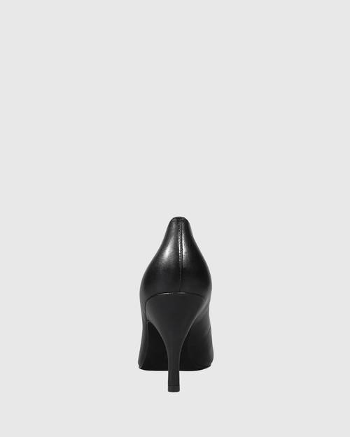 Julienne Black Leather Almond Toe Mid Heel. & Wittner & Wittner Shoes