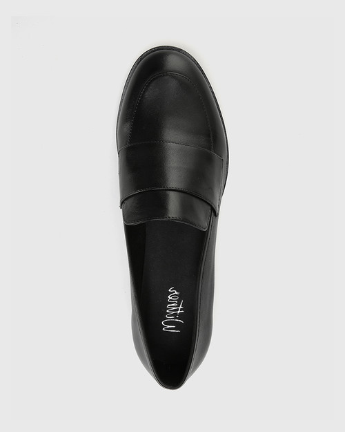 Dacey Black Leather Round Toe Loafer. & Wittner & Wittner Shoes