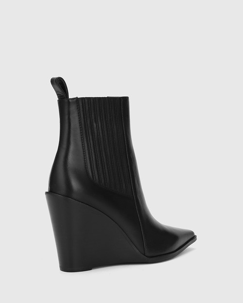 wedge heel boots leather