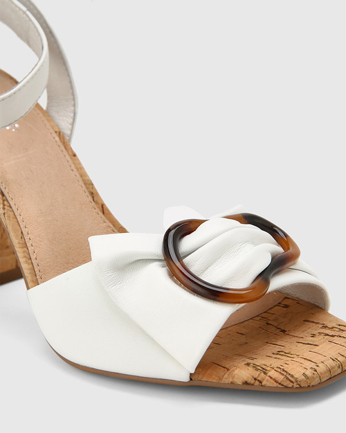 Reena White Nappa Leather Block Heel Sandal. & Wittner & Wittner Shoes