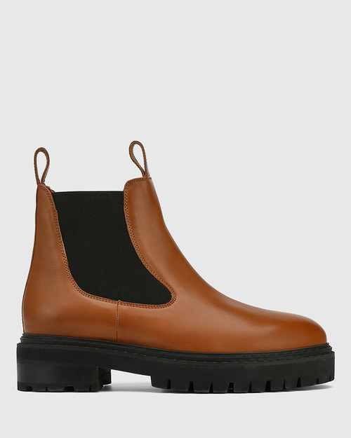 tan leather combat boots