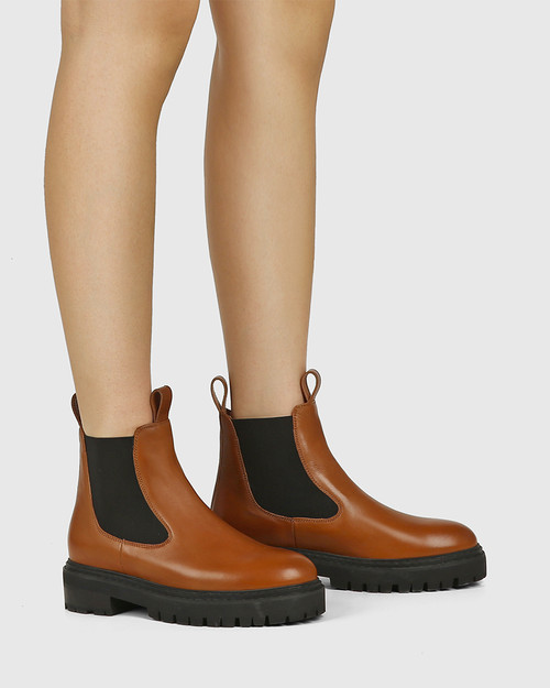 tan leather combat boots