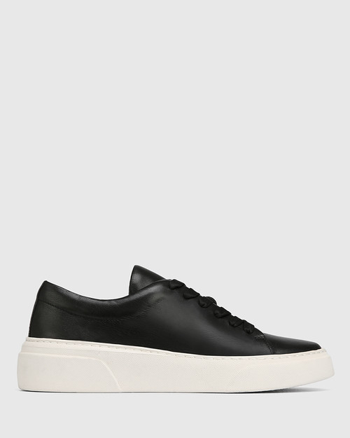 Saga Black Leather Lace Up Sneaker. & Wittner & Wittner Shoes